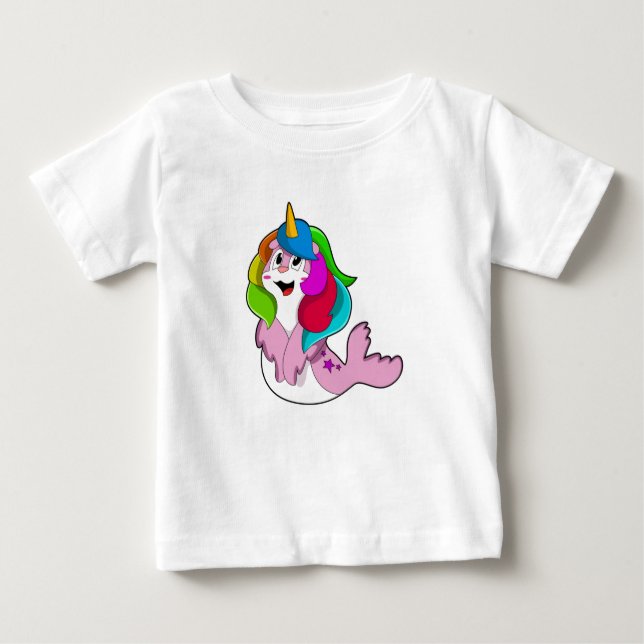 T-shirt Pour Bébé Sceau comme licorne (Devant)