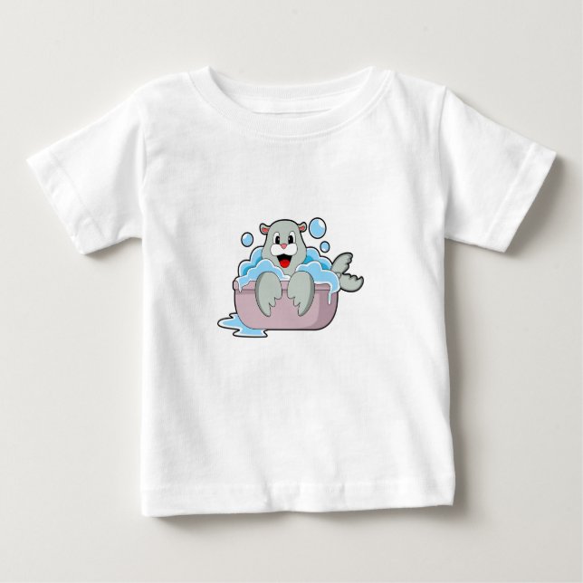 T-shirt Pour Bébé Sceau dans la baignoire (Devant)