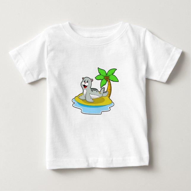 T-shirt Pour Bébé Sceau sur l'île (Devant)