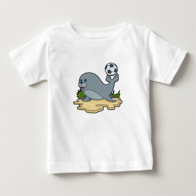 T-shirt Pour Bébé Sceller comme joueur de football avec Soccer (Devant)