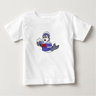 T-shirt Pour Bébé Sceller comme marin avec bateau