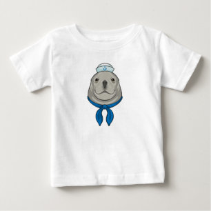 T-shirt Pour Bébé Sceller comme marin avec casquette marin
