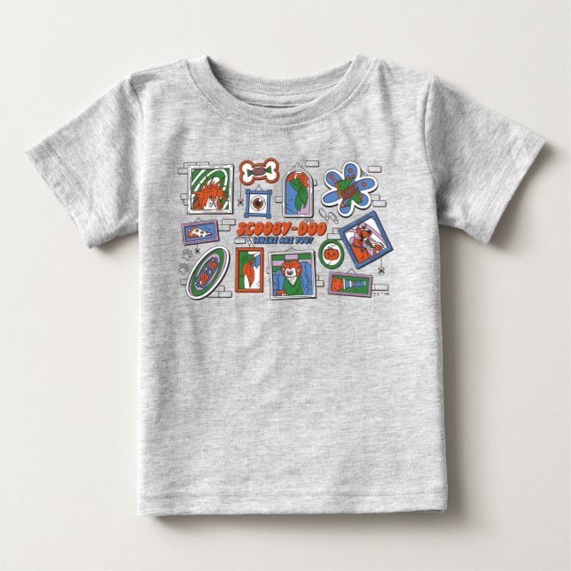 T-shirt Pour Bébé Scooby-Doo Wall of Halloween Picture Frames (Devant)