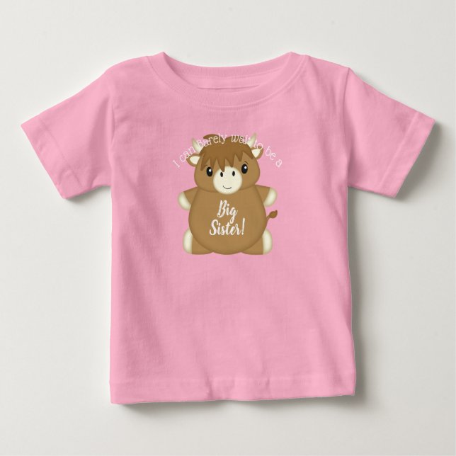 T-shirt Pour Bébé Scottish Highland Baby shower de vache rose (Devant)