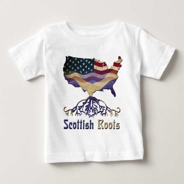 T-shirt Pour Bébé Scottish Roots USA Flag Heritage (Devant)