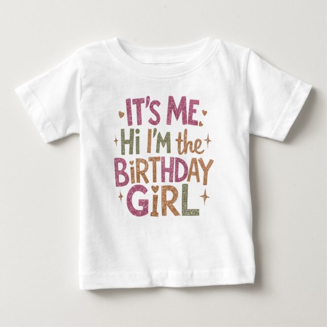 T-shirt Pour Bébé Script moderne Birthday Girl Baby (Devant)
