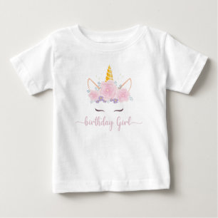 T-shirt Pour Bébé Script moderne Unicon Fille d'anniversaire