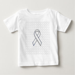 T-shirt Pour Bébé Sensibilisation moderne au ruban blanc sur les chè