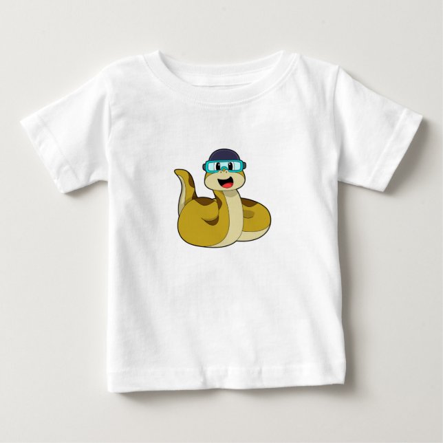 T-shirt Pour Bébé Serpent avec lunettes de natation (Devant)