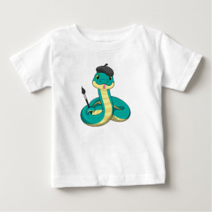 T-shirt Pour Bébé Serpent comme peintre avec pinceau