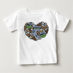 T-shirt Pour Bébé Sésame Sésame   Oscar the Grouch Doodle Heart