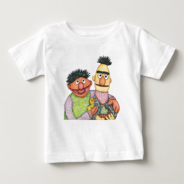 T-shirt Pour Bébé Sesame Street Bert et Ernie Watercolor (Devant)
