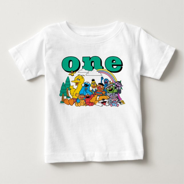 T-shirt Pour Bébé Sesame Street Characters First Birthday Baby T-Shi (Devant)