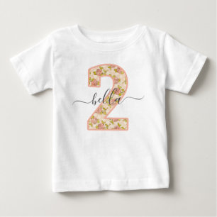 T-shirt Pour Bébé Shabby Chic Roses & Custom Name 2e fête d'annivers