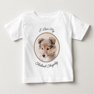 T-shirt Pour Bébé Shetland Sheepdog Puppy Peinture Chien original ar