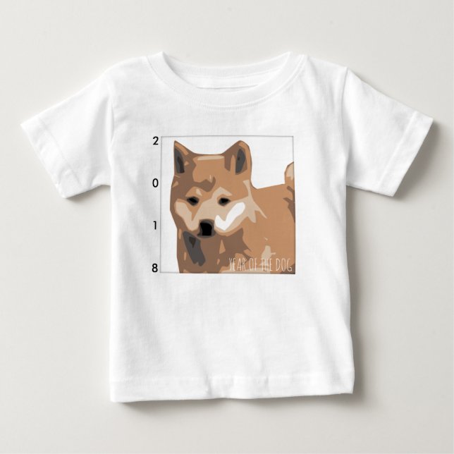 T-shirt Pour Bébé Shiba Inu Illustration Chien Année 2018 Baby T (Devant)