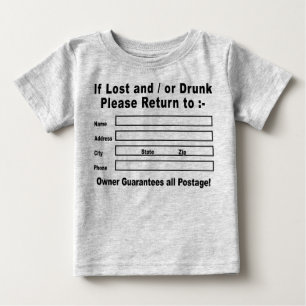 T-shirt Pour Bébé Si perdu et/ou svp bu retour à