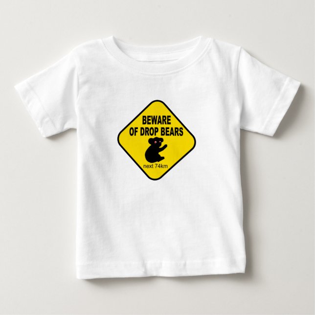 T-shirt Pour Bébé Signe australien drôle. Prenez garde des ours de (Devant)