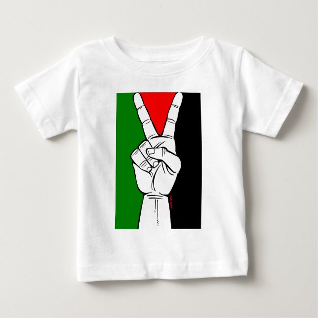 T-SHIRT POUR BÉBÉ SIGNE DE PAIX DE DRAPEAU DE LA PALESTINE (Devant)