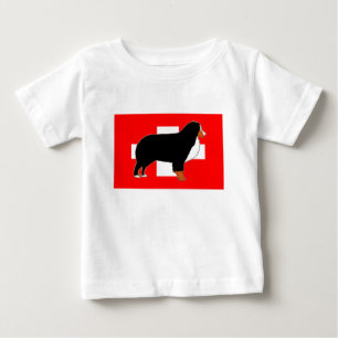 T-shirt Pour Bébé silhouette de bernois sur drapeau rouille