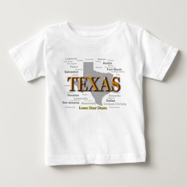 T-shirt Pour Bébé Silhouette de carte de fierté d'état du Texas (Devant)