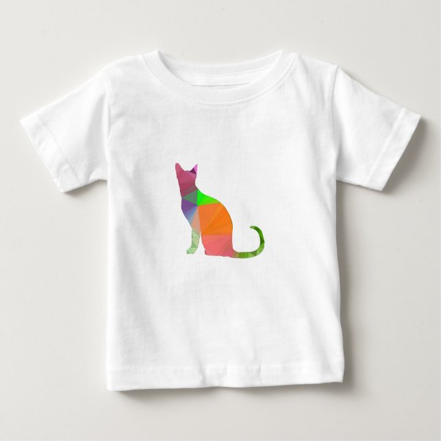T-shirt Pour Bébé Silhouette de chat à faible densité (Devant)