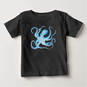 T-shirt Pour Bébé Silhouette vectorielle de la pieuvre bleue