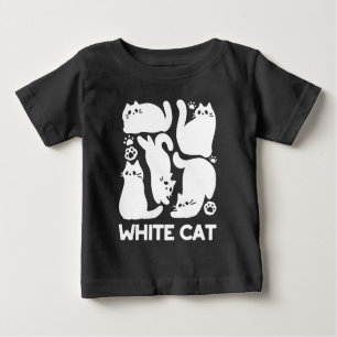 T-shirt Pour Bébé Silhouettes de chaton blanc - Design Feline mignon