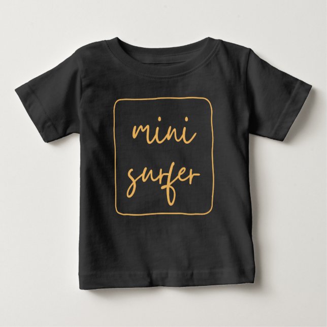 T-shirt Pour Bébé Simple Plage Mini Surfer Design Surfer Surf Swimme (Devant)