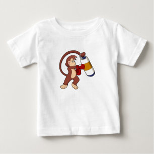 T-shirt Pour Bébé Singe à la boxe avec sac de poinçonnage
