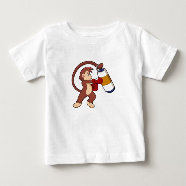 T-shirt Pour Bébé Singe à la boxe avec sac de poinçonnage (Devant)
