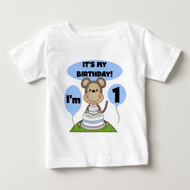 T-shirt Pour Bébé Singe Anniversaire Garçon 1er (Devant)