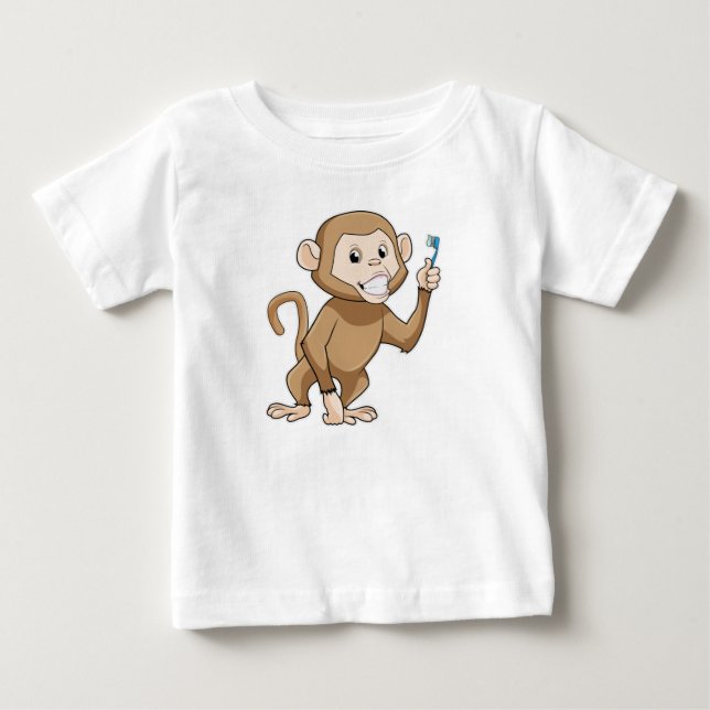 T-shirt Pour Bébé Singe avec brosse à dents (Devant)