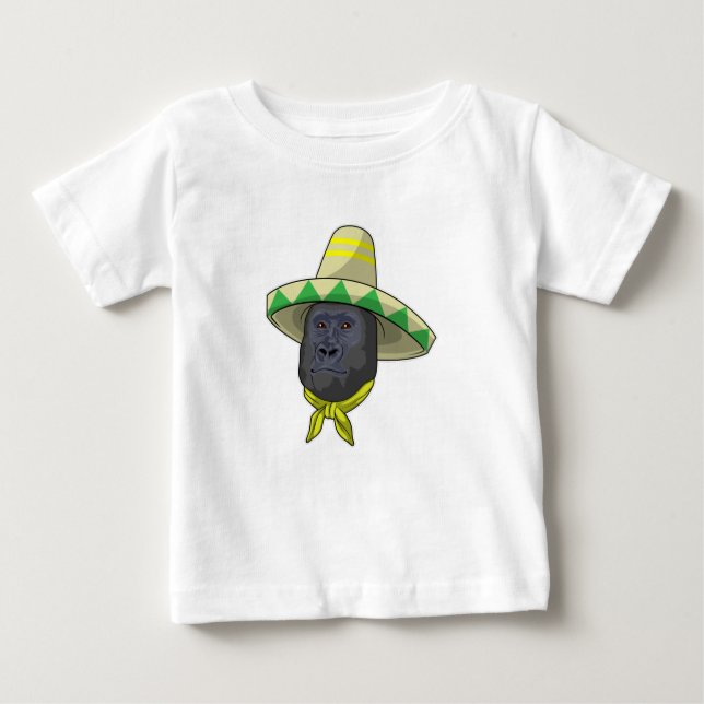 T-shirt Pour Bébé Singe avec casquette de paille (Devant)