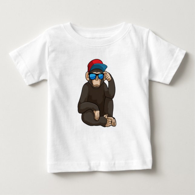 T-shirt Pour Bébé Singe avec lunettes de soleil (Devant)