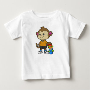 T-shirt Pour Bébé Singe comme patineur avec skateboard