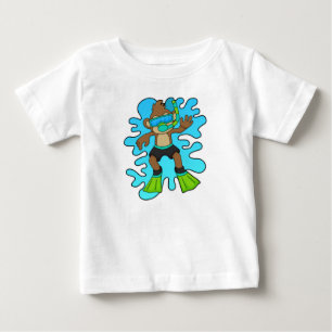 T-shirt Pour Bébé Singe comme plongeur avec tuba