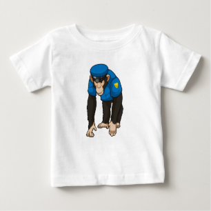 T-shirt Pour Bébé Singe comme policier avec Uniforme