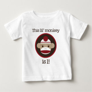 T-shirt Pour Bébé Singe de choq rouge et Brown : premier anniversair