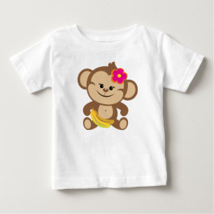 T-shirt Pour Bébé Singe Fille Avec Banane