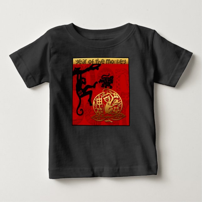 T-shirt Pour Bébé Singe mignon Chinois Nouvel An Zodiac Anniversaire (Devant)