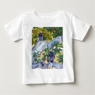 T-shirt Pour Bébé Singes de Langur Noir Manger, T-shirt bébé