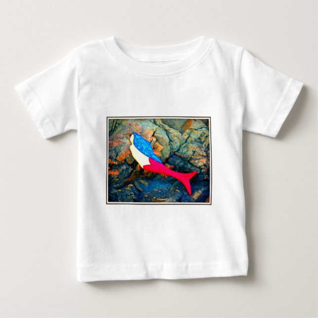 T-shirt Pour Bébé sirène rouge et bleue (Devant)