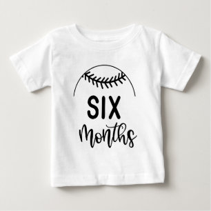 T-shirt Pour Bébé Six Mois de baseball Baby Milestone -