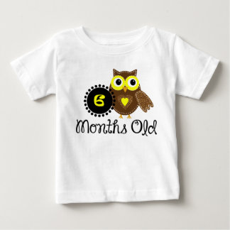T-shirt Pour Bébé Six mois de hibou adorable