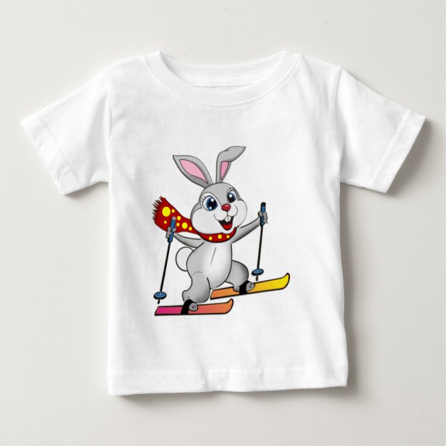 T-shirt Pour Bébé Ski Bunny - Drôle et joli dessin animé (Devant)