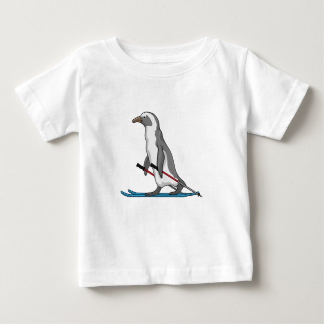 T-shirt Pour Bébé Ski de Penguin (Devant)