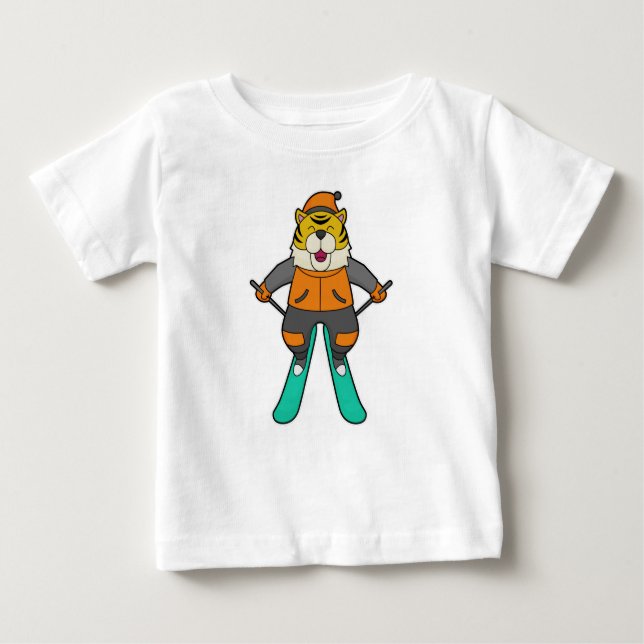 T-shirt Pour Bébé Ski de Tiger (Devant)