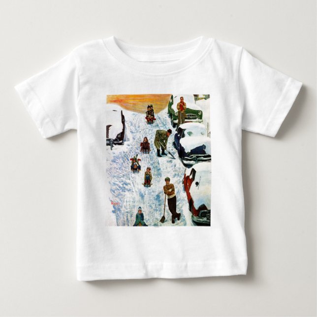 T-shirt Pour Bébé Sledding et creuser (Devant)