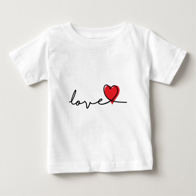T-shirt Pour Bébé Slogan Love. Des coeurs. Jour de Saint-Valentin. (Devant)